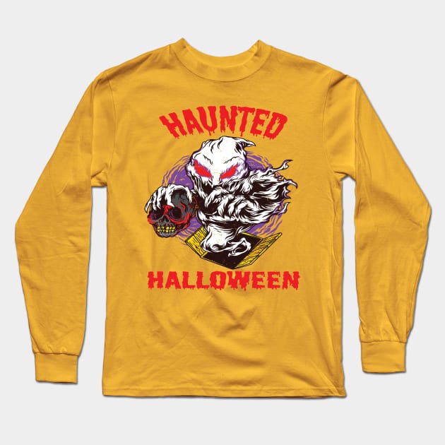 Haunted Halloween Long Sleeve T-Shirt by DadPingStreamZ